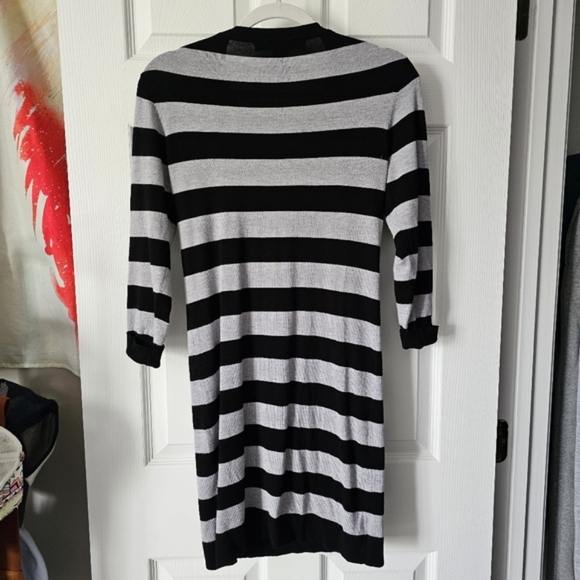 French Connection Black and Gray Striped Sweater Dress - Size 12 - Picture 8 of 14